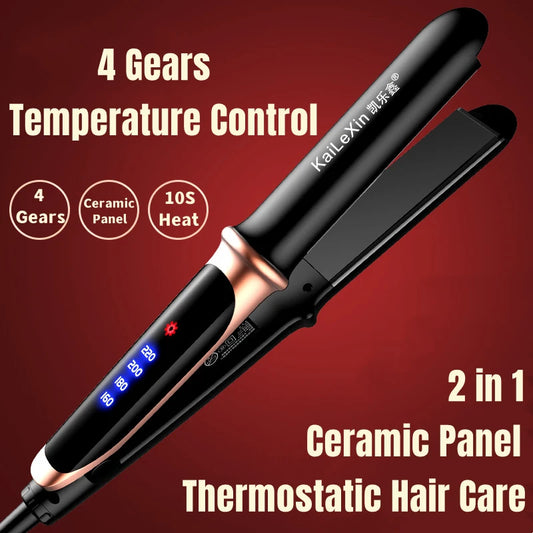 2-in-1 Hair Straightener & Styler – 4 Temp Settings, Fast Heat-Up, for Wet & Dry Hair